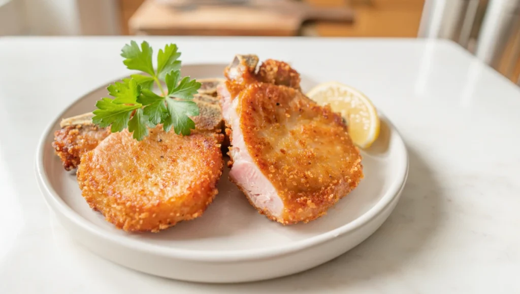 Savor juicy thin bone-in pork chops made in just 15 min with this easy air fryer recipe. A must-try for quick, delicious meals!