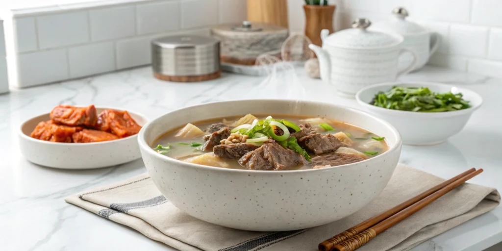 Cook the sensational Korean beef soup recipe ready in just 30 minutes—rich flavors, hearty ingredients, and perfect for a comforting meal!