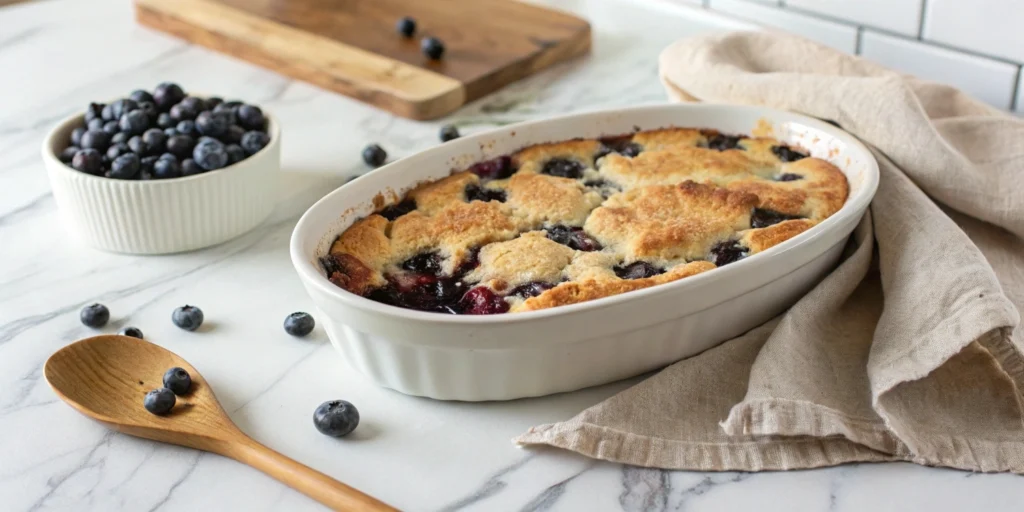 Uncover the secret to a mouthwatering vegan blueberry cobbler with juicy berries and a golden crust, ready in just 30 minutes!