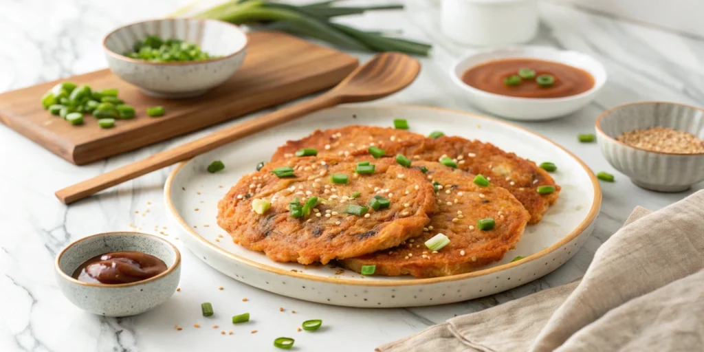 Crispy kimchi pancakes bursting with flavor, made in just 20 minutes. Perfect for a quick and satisfying meal with a Korean twist.