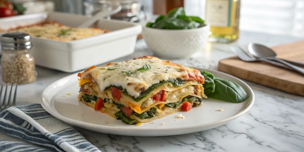 Make a 5-layer slow cooker veggie lasagna that's hearty, healthy, and packed with flavor. Perfect for busy days!