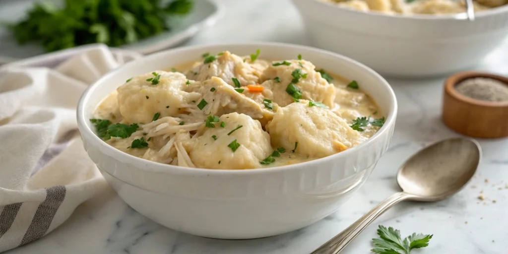 Savor the priceless comfort of slow cooker chicken and dumplings with just 5 easy steps. A hearty, creamy dish perfect for any night!