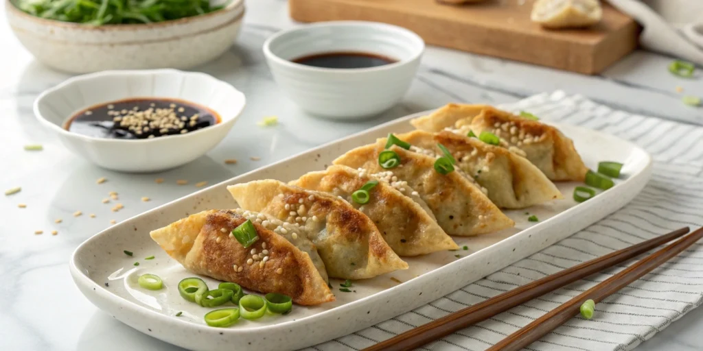 Enjoy extra crispy Yaki Mandu with savory fillings, ready in just 5 minutes. Perfect for a quick, delicious snack or appetizer!